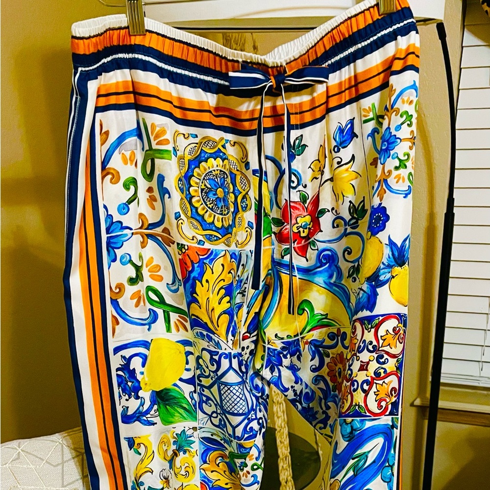 Dolce & Gabbana Majolica Silk Lounge Pants